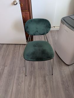 Green Velvet  Chair with Chrome Legs