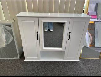 Assembled New 36x28 Inch Medicine Cabinet with Mirror, Wall-Mounted Wood Bathroom Storage Cabinet