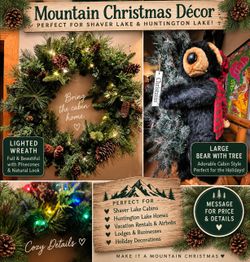 Mountain Christmas Décor – Perfect for Shaver & Huntington Lake Cabins! 🌲🐻