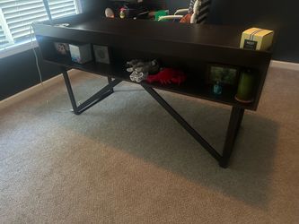 Dark Brown Desk with Open Shelving