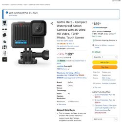 GoPro Hero - Compact Waterproof Action Camera with 4K Ultra HD Video, 12MP Photo, Touch Screen