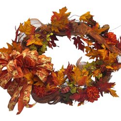Large 24" Handmade Fall Grapevine Wreath – Autumn Thanksgiving Decor