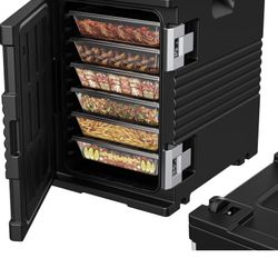 95Qt Non-Electrical Food Warmer with Wheels, 304 Stainless Steel Latch, Catering Food Warmers for Parties LLDPE Insulated Food Carrier for 6 Full-Size