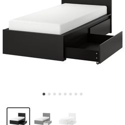 Ikea Malm Twin Bed w/ Drawers and Nightstand