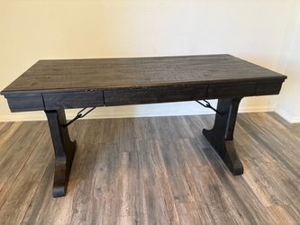 Solid Wood Rustic Trestle Desk – 3 Drawers – Heavy Duty