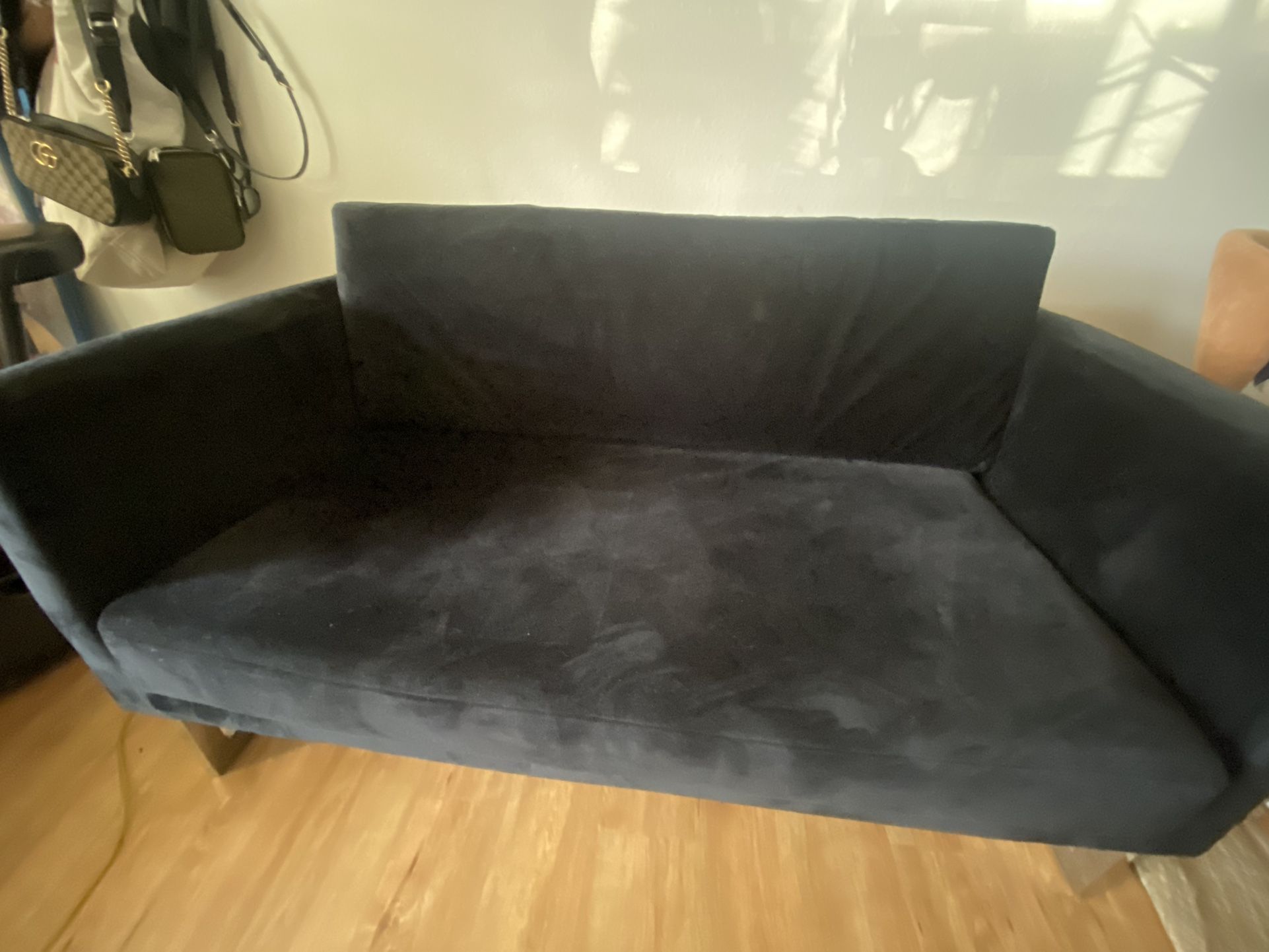 Black Velvet Loveseat Sofa 