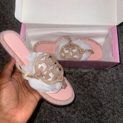 Tory Burch Miller Crystal Sandals Pink SIZE 7