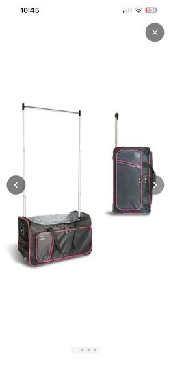 Dance Bag with Garment Rack, 24 Inch Rolling Duffel With Wheels, Ideal for Competitions & Travel, Easy-assembly Lightweight Aluminum Clothes Rack, Whe