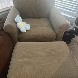 Large chair with ottoman piece included!