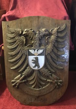 Presidential Reagan Family Crest. 28”x19” Carved