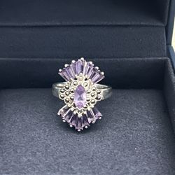 Vintage Lavender CZ & Marcasite Ring