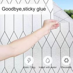 Window Privacy (35.4x78.7inches)  Film Static Cling Prism Window Decorative Sticker Deep Embossed Removable Door Glass Covering Sun Blocking UV Racing