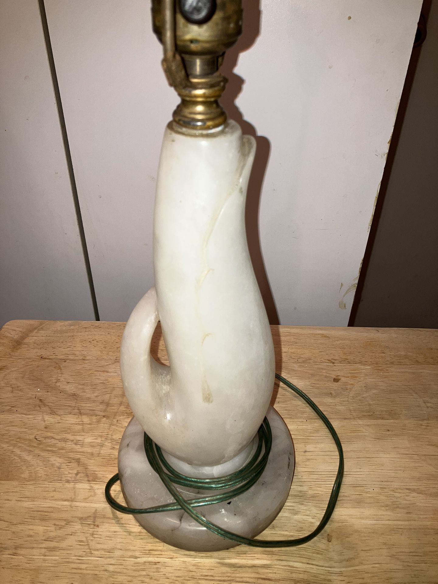 Heavy Antique White Onyx Or Marble Lamp
