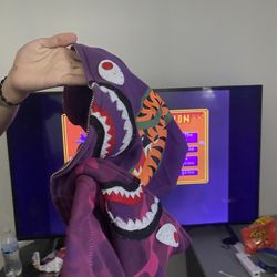 Purple Bape Zip Up Double Hoodie 