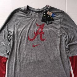 Large Alabama Crimson Tide Nike On-Field Men's Long Sleeve Dri-Fit Tee Standard Fit