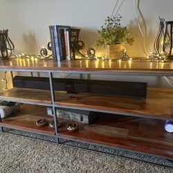 Rustic TV Stand with Shelves – Heavy Duty & Sleek Look