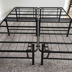 Queen Size Foldable Sturdy Steel Tool-Free Setup Platform Bed Frame with Underbed Storage. No Box Spring Needed