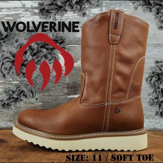 New WOLVERINE Men's 10" Soft Toe Wellington Work Boots Botas Size: 11 Wide