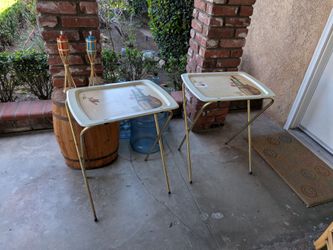 Mid century vintage retro set of two TV trays, fiberglass TV/food/lap trays