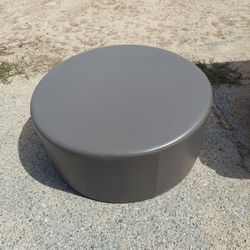 ROUND  GRAY  OTTOMAN