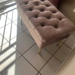 Pink Velvet Ottoman Storage 