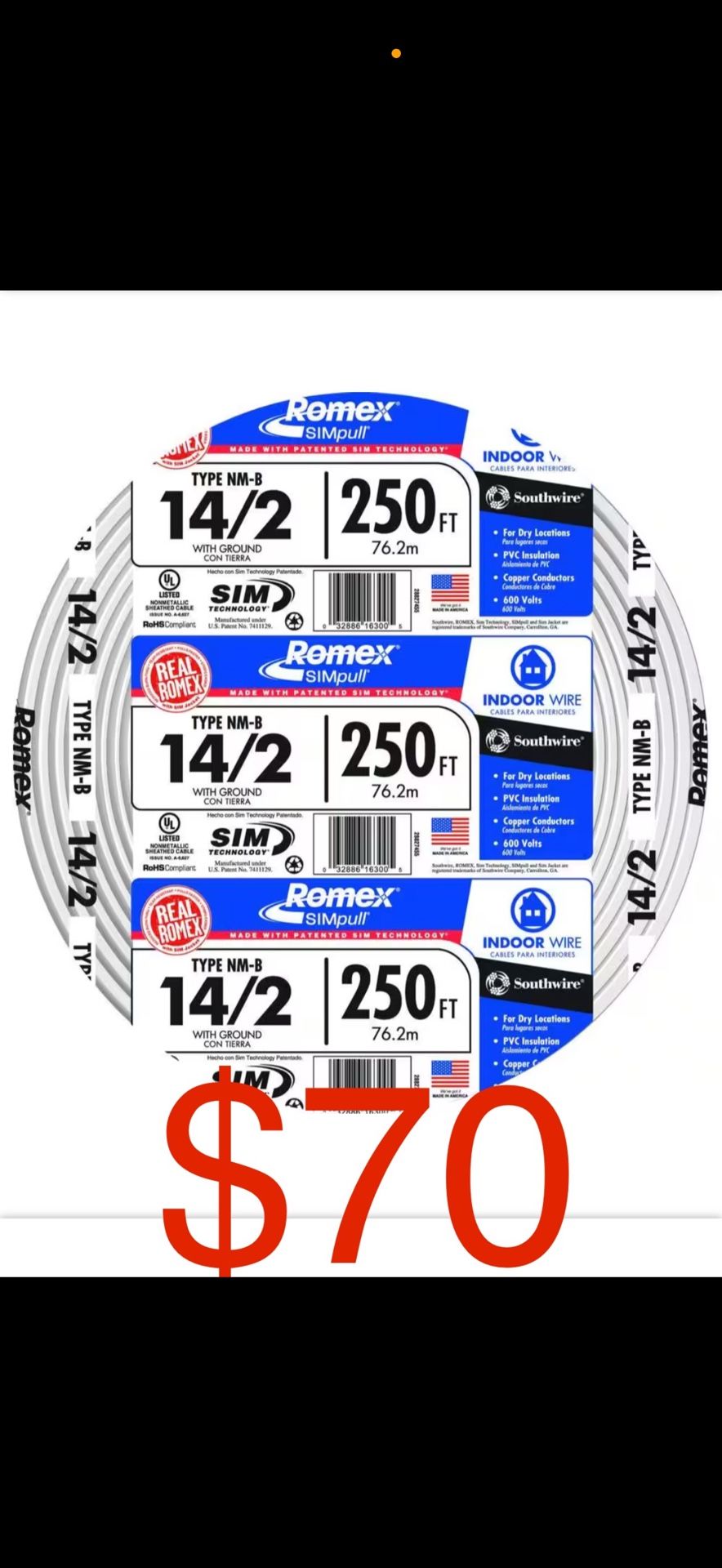 14/2 ROMEX 250ft