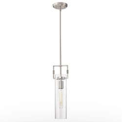 1-Light Kitchen Pendant Light with Clear Cylinder Glass Shade
