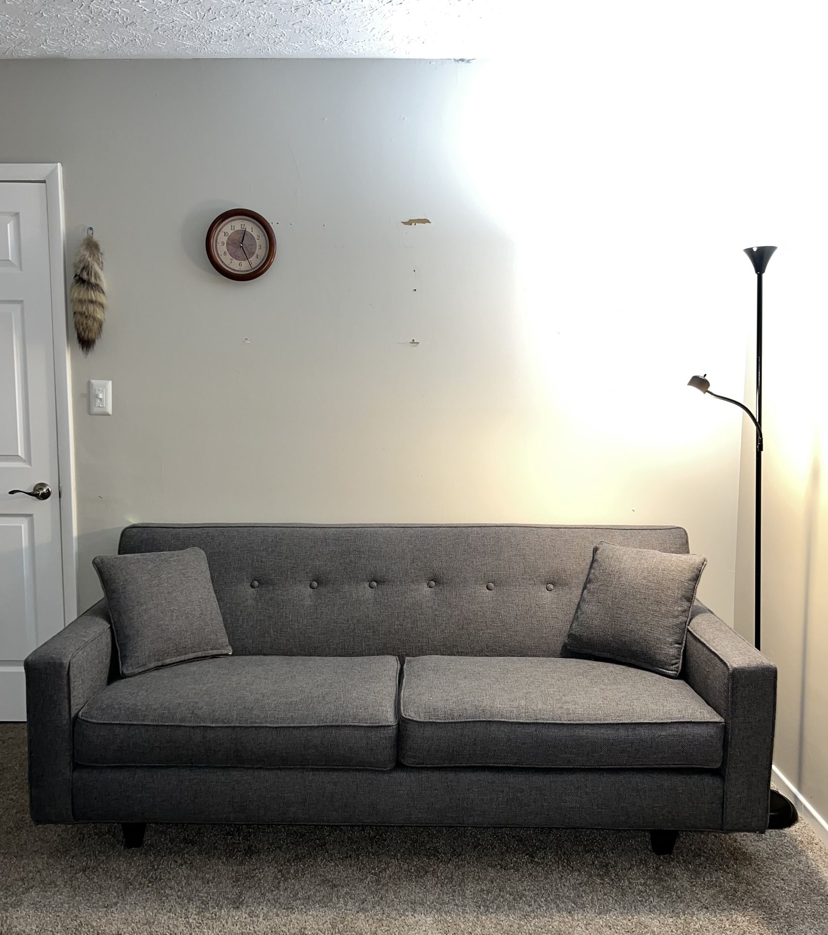 Firm Gray Fabric Couch