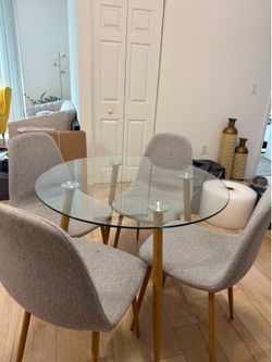 Glass Dining Table with 4 chairs set