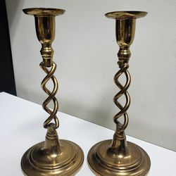 8 5/8" Brass Twist Candle Holders