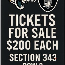 Tickets For Sale -Raider Vs Jaguars