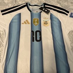 NEW Argentina Lionel Messi #10 Home Jersey XL – 2022 World Cup Champions (Adidas)