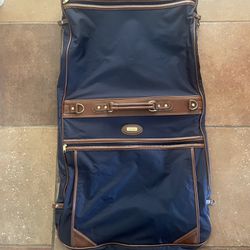Vintage Luggage - Jaguar Hanging Garment Bag With Lock And Keys - Brown And Navy