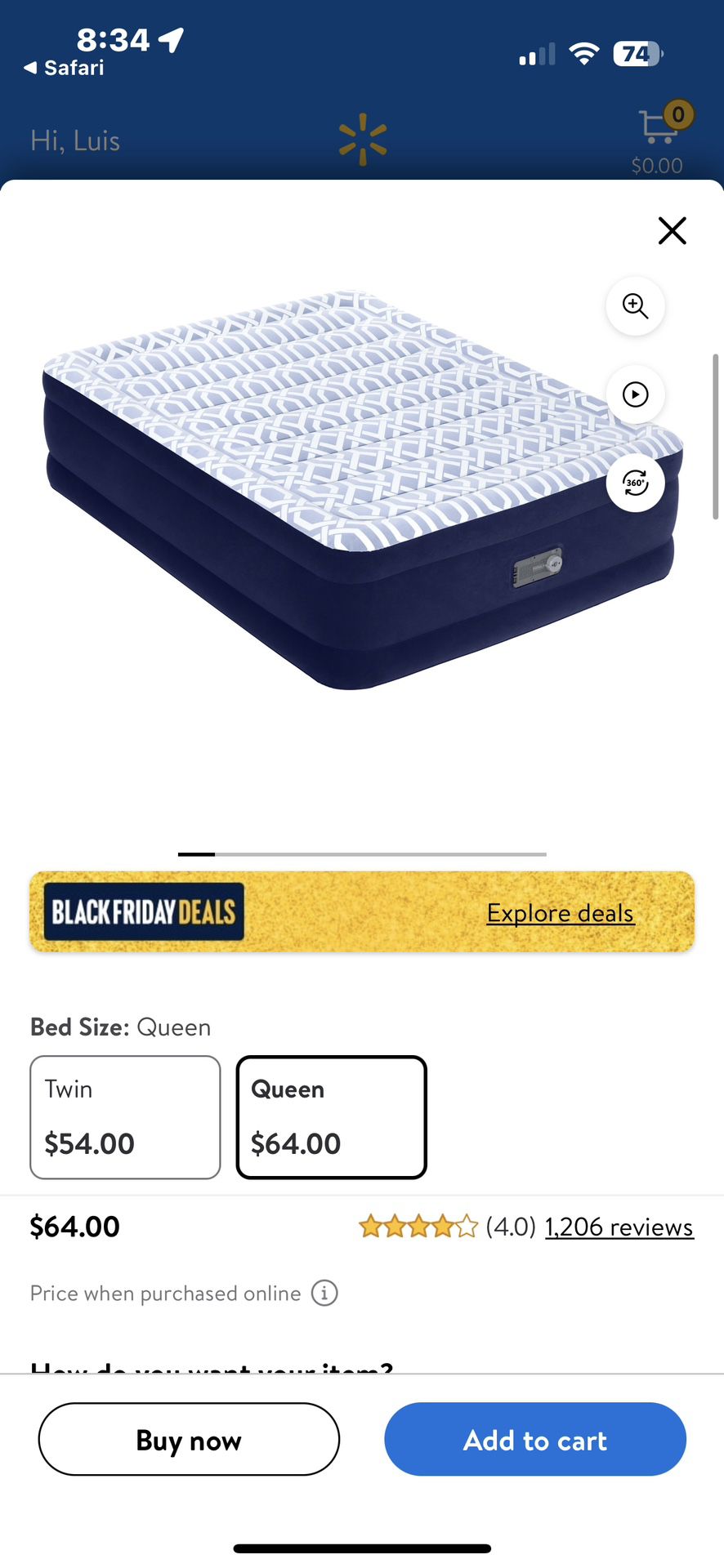 Bestway Fashion 20” Air mattress 