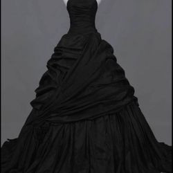 Black Ruffle Wedding Dress With Black Petticoat 