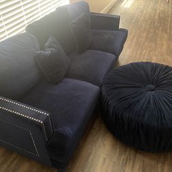Blue 2 Piece Sofa Set And Ottoman