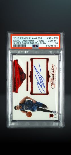 2015 PANINI FLAWLESS KARL - ANTHONY TOWNS SUPER SIGNATURES - RUBY card# 13 of 15