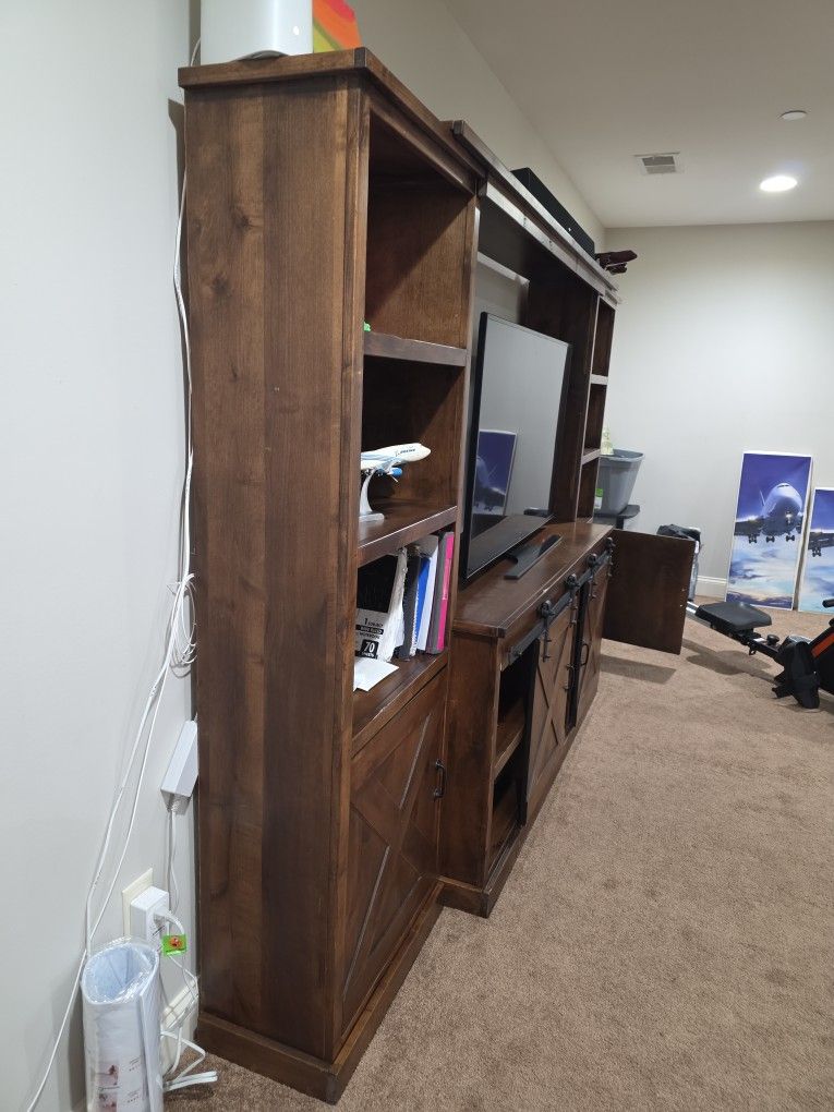 Entertainment Center with barn doors