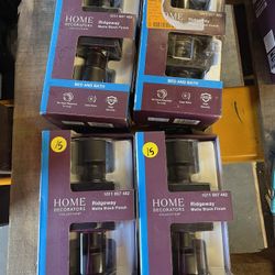 LOT OF 4 Ridgeway Matte Black Bed/Bath Privacy Door Knob with Square Rose @HD-482