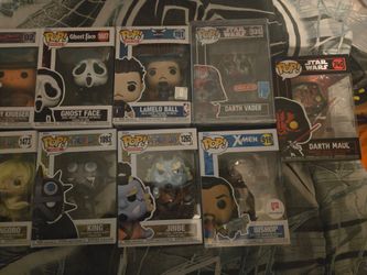 Various Funkos and 2 BRAND NEW popcorn buckets