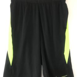 Nike boys extra large dry-fit shorts black and neon yellow with yellow swoosh Like New.
