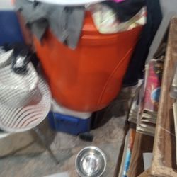 Huge Igloo Orange Container And 2 Igloo Coolers