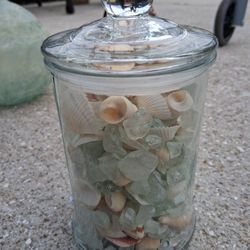 Jar Of Seaglass & Shells