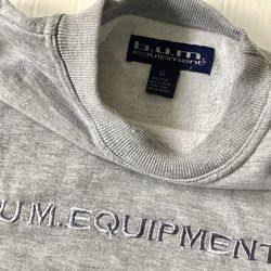 Vtg. 1990s B.U.M. Equipment Gray Crewneck Pullover Sweatshirt Embroidered Logo Men’s Large