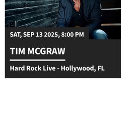 2 PIT TIX TIM MCGRAW 9/13 HARD ROCK 