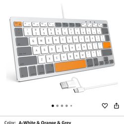 OMOTON Wired Keyboard for Mac with Dual Interface, Comfortable Typing Angle & Stable Connection
