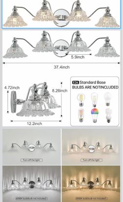 XIEDUN 29.7" Chrome 4 Light Vanity Lights For Bathroom Light Fixtures