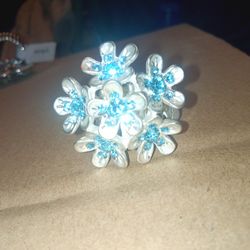 Blue Rine Stone Ring Flowers  