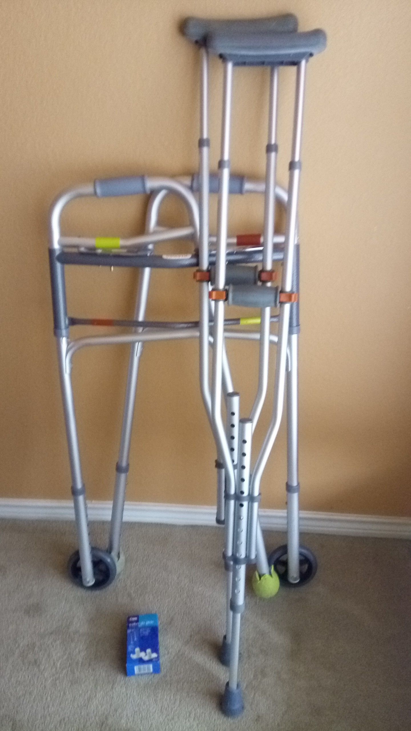 $20 EACH. Special crutches, Walker and new ski glides