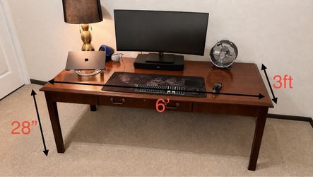 Large Executive Wood Writing Desk with Drawers